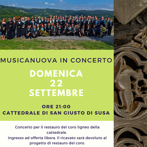 Susa, Musicanuova in concerto alla Cattedrale di San Giusto