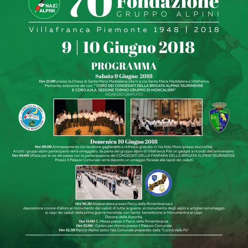 A Villafranca Piemonte si festeggiano i 70 anni del gruppo Ana