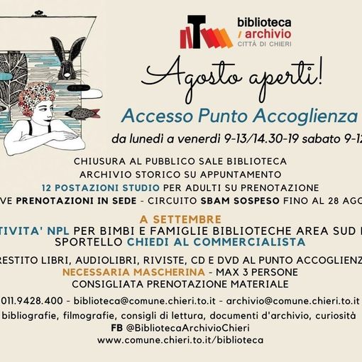 La Biblioteca di Chieri aperta tutto il mese di agosto