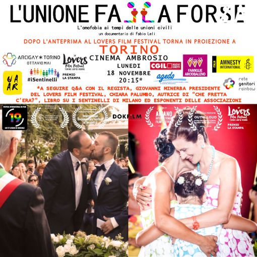 Omofobia e unioni civili: in proiezione a Torino il docufilm L'unione falla forse