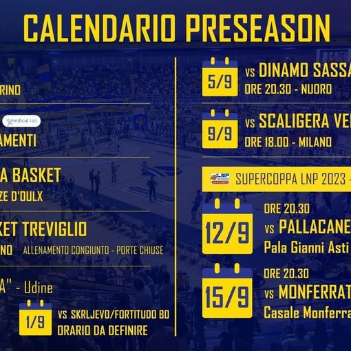 Basket Torino, si riparte: il calendario del precampionato