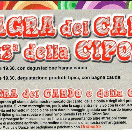 43esima edizione della Sagra del cardo, della bagna caoda e della cipolla piattellina ad Andezeno
