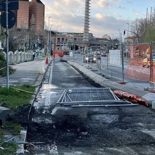 I cantieri della pista ciclabile di corso Umbria