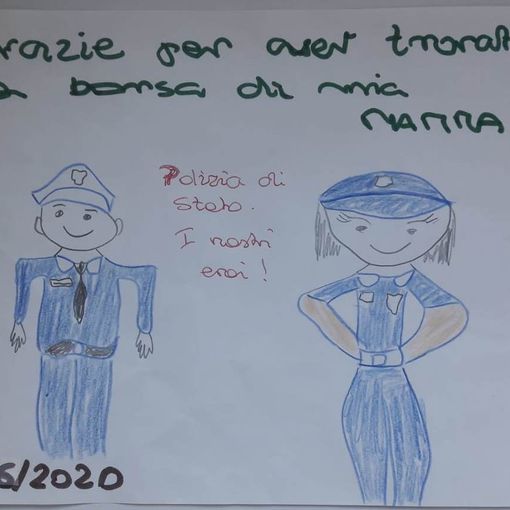 Operazione &quot;Rivoli Onesta&quot;, recuperati dalla Polizia i soldi di una colletta. Bimbo ringrazia gli agenti con un disegno