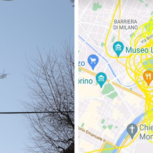 L'elicottero della polizia sopra i cieli di Torino “scorta” la fiamma delle Universiadi