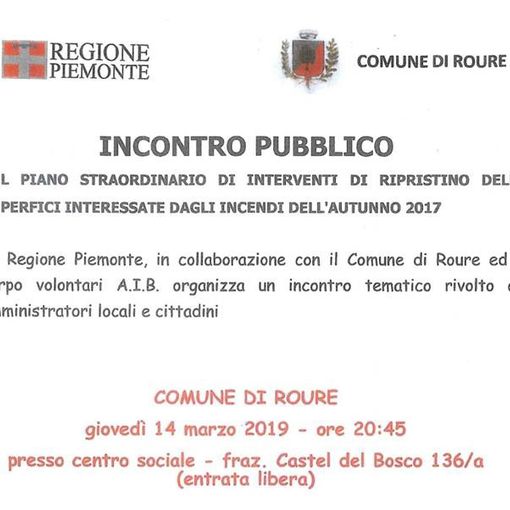 Roure: incontro sui boschi colpiti dall’incendio del 2017