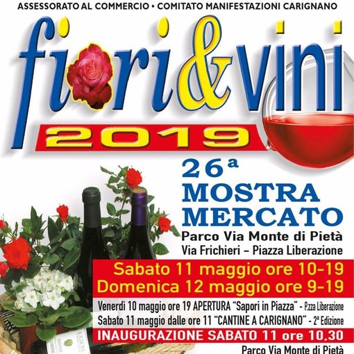 Carignano, si avvicina la 26esima Mostra Mercato “Fiori &amp; Vini”