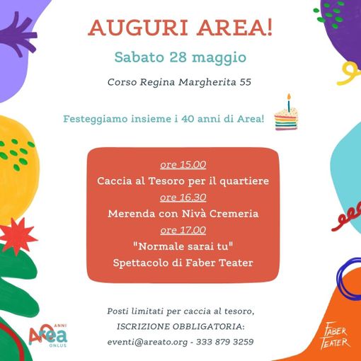 C'è Area di festa per i bambini per celebrare i 40 anni di Area Onlus