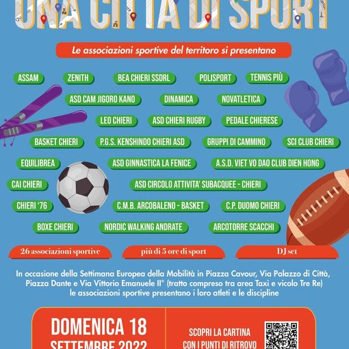 Domenica prossima Chieri diventa &quot;Una città per lo sport&quot;