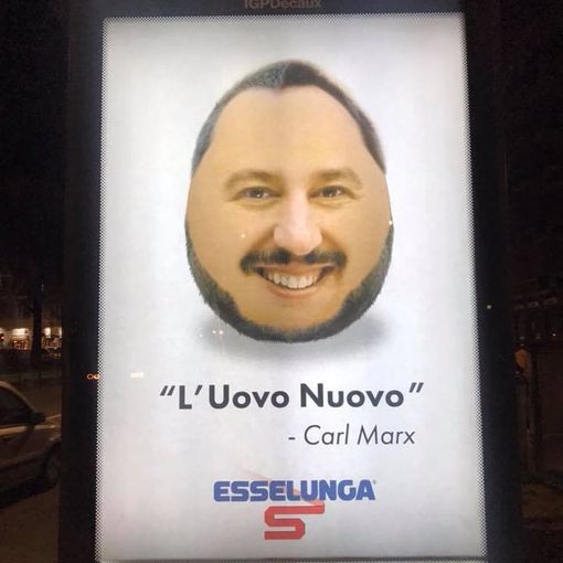 Matteo Salvini diventa &quot;l'Uovo nuovo&quot;: torna a colpire il Banksy torinese