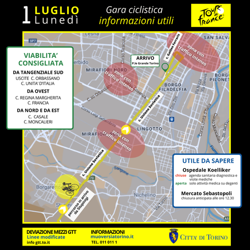 Torino si prepara ad accogliere per la prima volta il Tour: i dettagli sulla viabilità