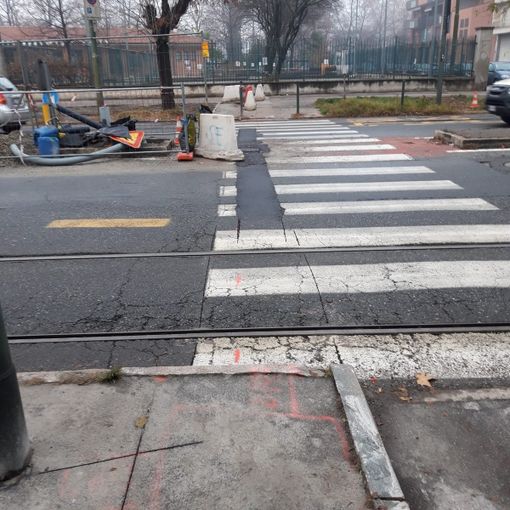 L'attraversamento pedonale in corso Belgio