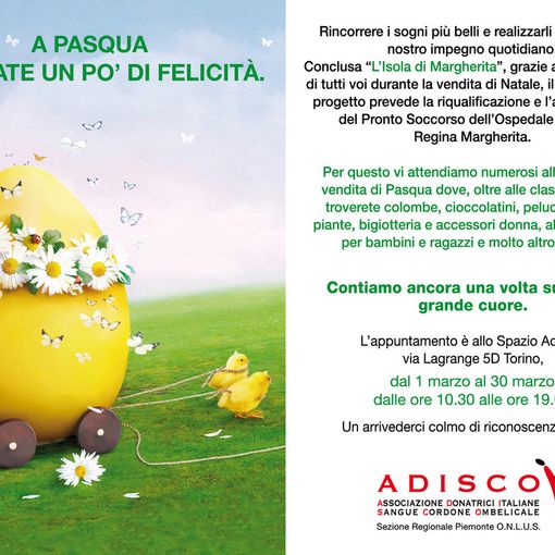 Per le festività di Pasqua riapre a Torino il mercatino Adisco