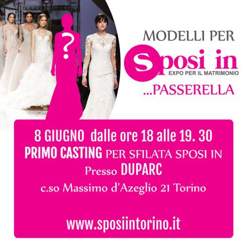L'8 giugno modelli per sposi in passerella a Torino
