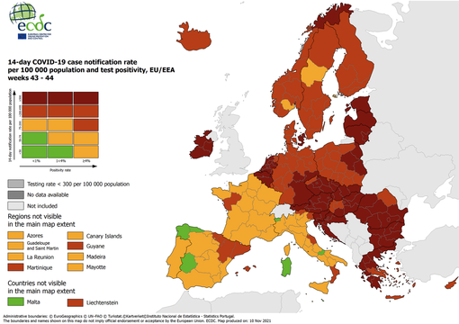 La mappa aggiornata dell'Ecdc