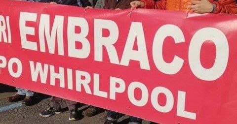 striscione Embraco - immagine di archivio
