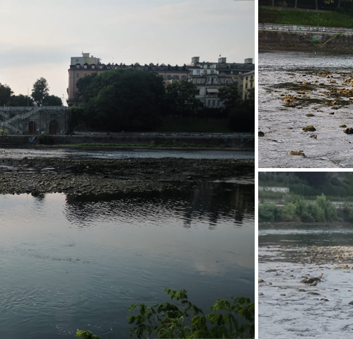 Il fiume Po e gli effetti della siccità
