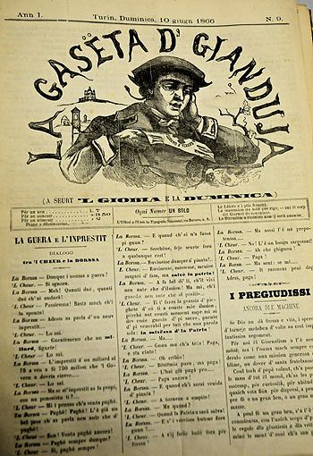 La prima pagina storica della Gaseta d' Gianduja