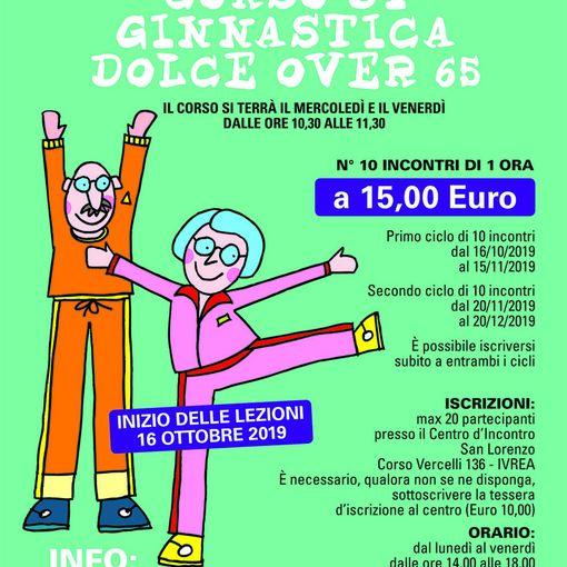 Ivrea, corso di ginnastica dolce per anziani al Centro di Incontro San Lorenzo