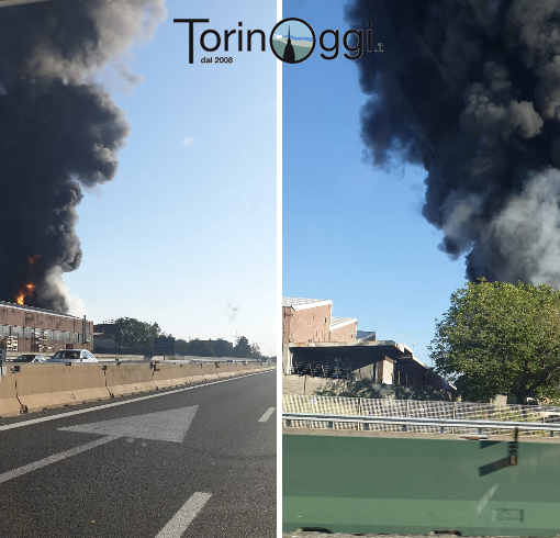 Incendio a Settimo Torinese, fiamme altissime: la colonna di fumo visibile da chilometri [FOTO]