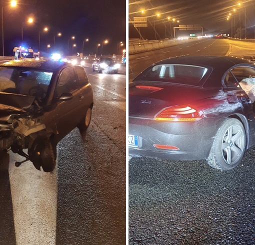 Notte di pioggia nel Torinese, incidenti a raffica: due persone in ospedale e auto distrutte