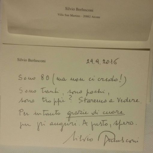 Torino: manda gli auguri a Silvio Berlusconi che gli risponde con classe ed ironia (foto)