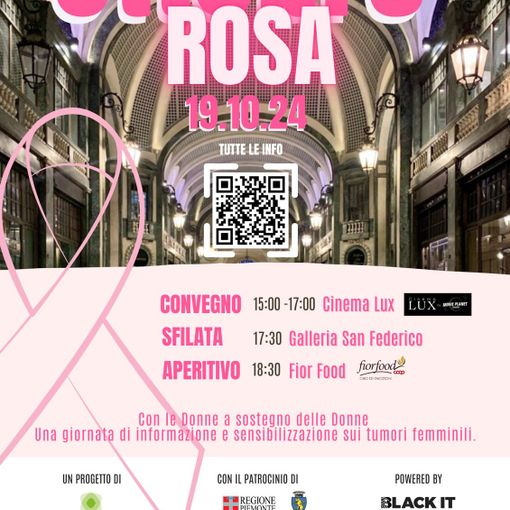 Galleria San Federico si tinge di rosa per il convegno &quot;Nuove frontiere del tumore della mammella&quot;