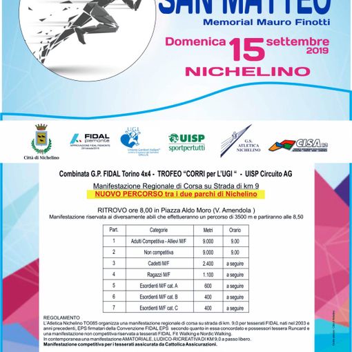 Nichelino, San Matteo 2019 vuol dire anche sport e atletica