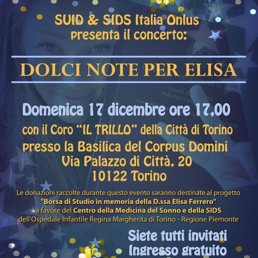 Morti infantili: a Torino concerto natalizio &quot;Dolci Note per Elisa&quot;