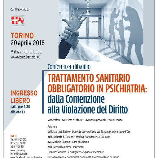 Domani a Torino tavola rotonda sul Trattamento Sanitario Obbligatorio