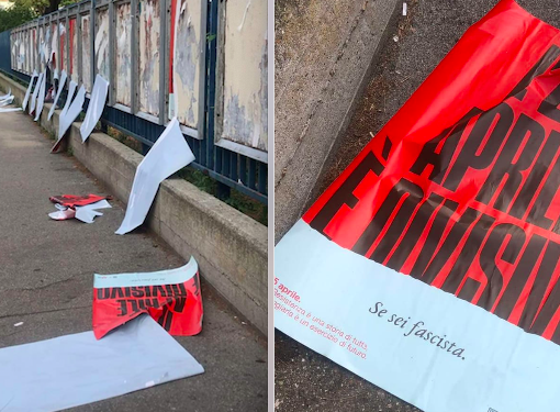 Strappati i manifesti Arci del 25 Aprile: &quot;La festa è divisiva. Se sei fascista&quot;