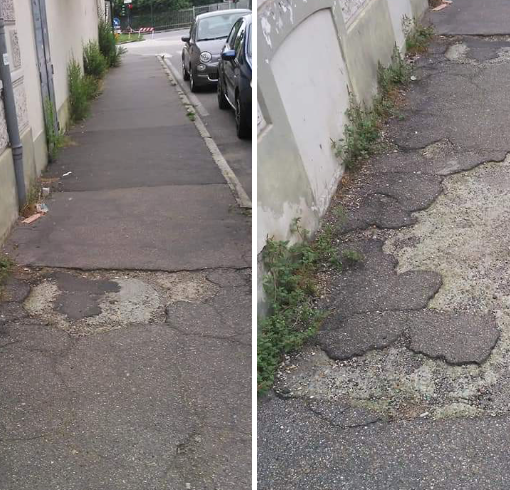 Via Foglizzo, il marciapiede è una groviera: &quot;Pericolo per centinaia di residenti&quot;