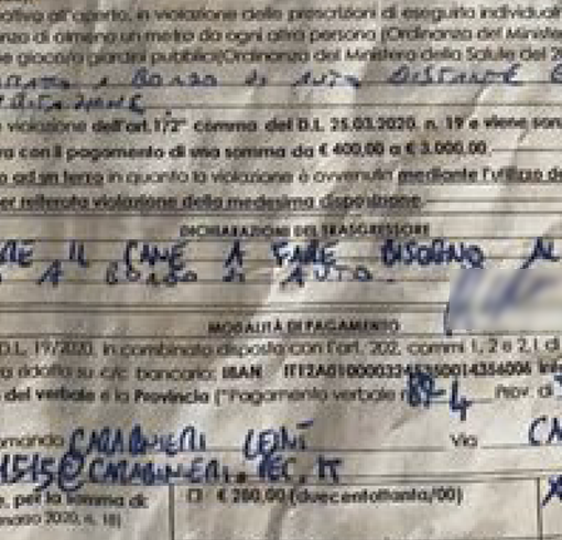 &quot;Multato di notte, mentre portavo fuori il cane con infezione alle vie urinarie: ero a 500 metri da casa&quot;
