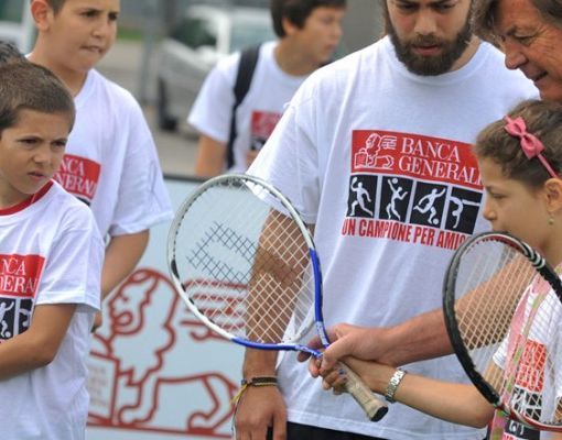 Domani arrivano a Torino Adriano Panatta, Andrea Lucchetta, Ciccio Graziani e Jury Chechi: presenti oltre mille bambini delle scuole elementari e medie