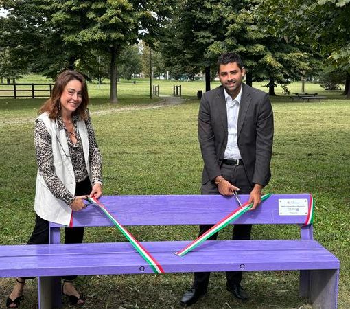 Inaugurata al parco Porporati di Grugliasco la panchina viola, simbolo della lotta all'epilessia