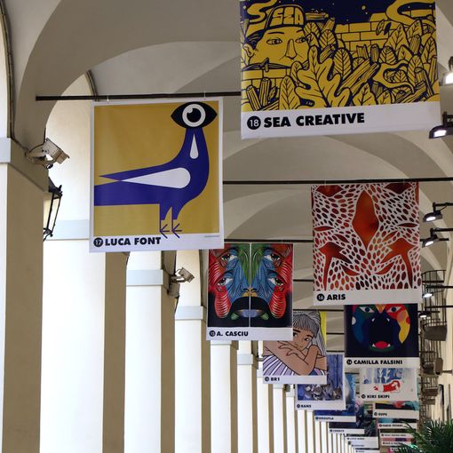 I portici di Torino si trasformano in una galleria d'arte a cielo aperto
