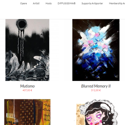 Portale web con opere d'arte