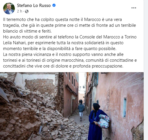 Post su Facebook di Lo Russo
