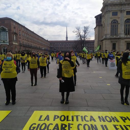 La protesta del gioco legale in piazza Castello