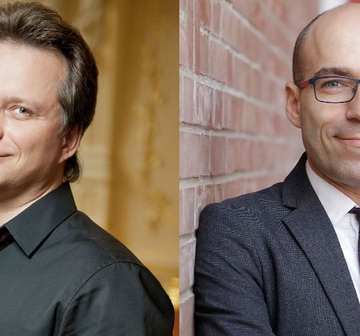 Il direttore d'orchestra Andrij Yurkevich e il direttore del coro Andrea Secchi