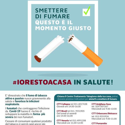 Campagna dell'Asl To3 contro l'abuso di sostanze in tempo di quarantena