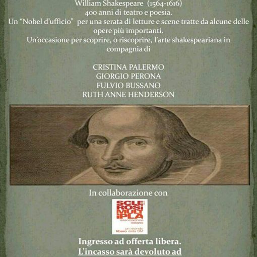 Chieri, letture Shakespeariane per sostenere la ricerca attraverso la cultura
