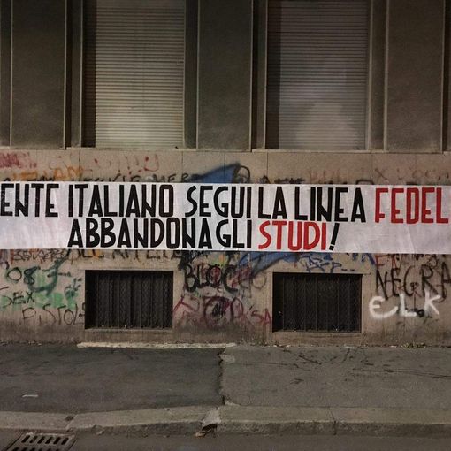 Blitz nella notte del Blocco Studentesco: striscione &quot;boccia&quot; il ministro Fedeli
