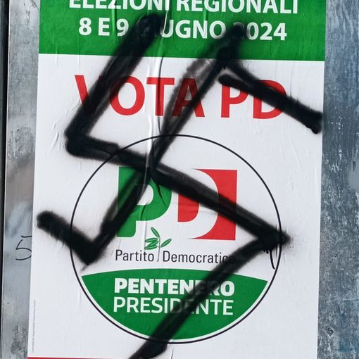 Buttigliera Alta, svastica sul manifesto del Pd: &quot;Offesa vile ed ignorante&quot;