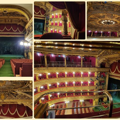 Collage di foto nel teatro Carignano
