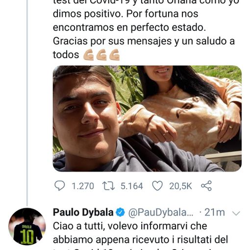 Coronavirus, anche Dybala è positivo: &quot;Ma sto bene, come la mia fidanzata&quot;