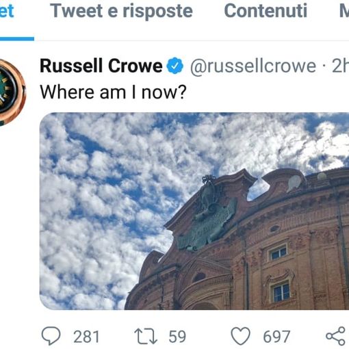 Il &quot;gladiatore&quot; Russell Crowe è a Torino