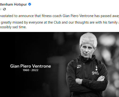 annuncio di morte del tottenham