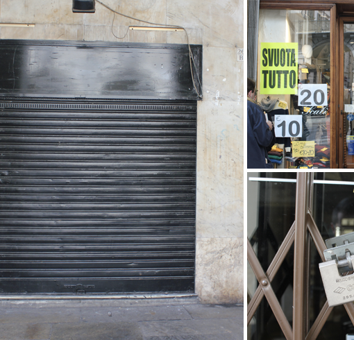 Negozi chiusi, in vendita o con promozioni fuori tutto in via Po