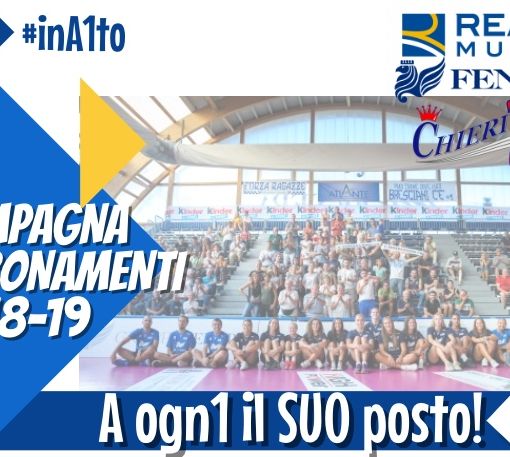 “A ogn1 il suo posto”, parte la campagna abbonamenti della Reale Mutua Fenera Chieri ‘76